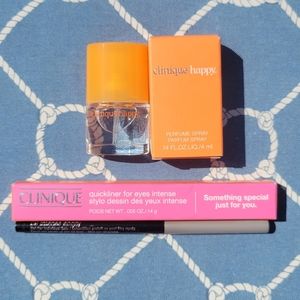 Clinique Happy Spray 4mL & Quickliner 09 Intense Ebony Black Eyeliner Travel NEW